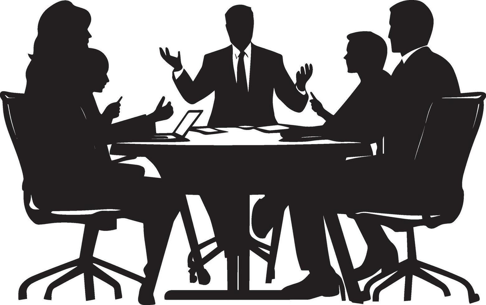 Group Collaboration Silhouette Professionals Engaged in Conversation vector