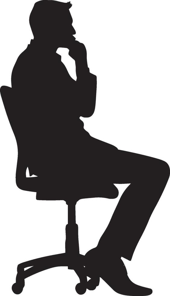 Businessperson on a Call Full-Length Silhouette Illustration vector