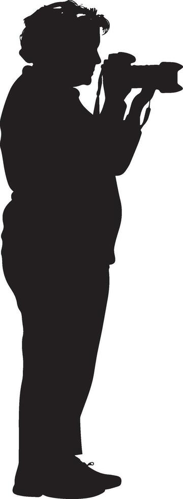 Senior Woman with a Camera Full-Length Photography Silhouette vector