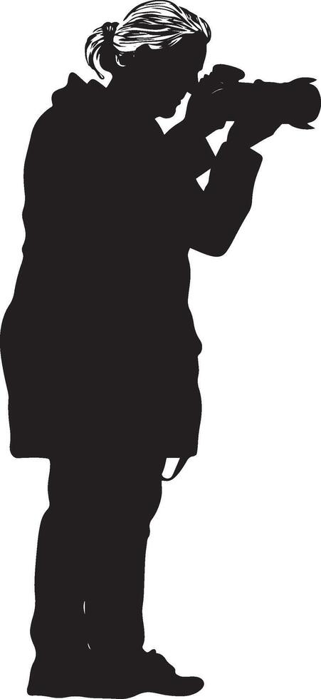 Senior Photographer Poised to Capture an Image Silhouette Design vector