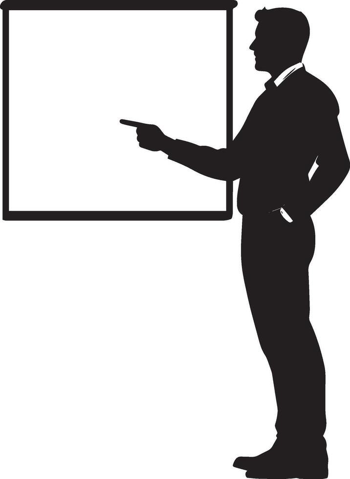 Silhouette of a Professional Giving a Presentation Black Art vector