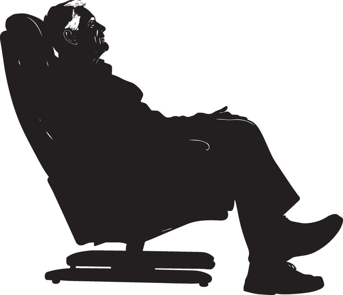 Senior Man in Recliner Silhouette Black of an elderly man relaxing in a chair. vector