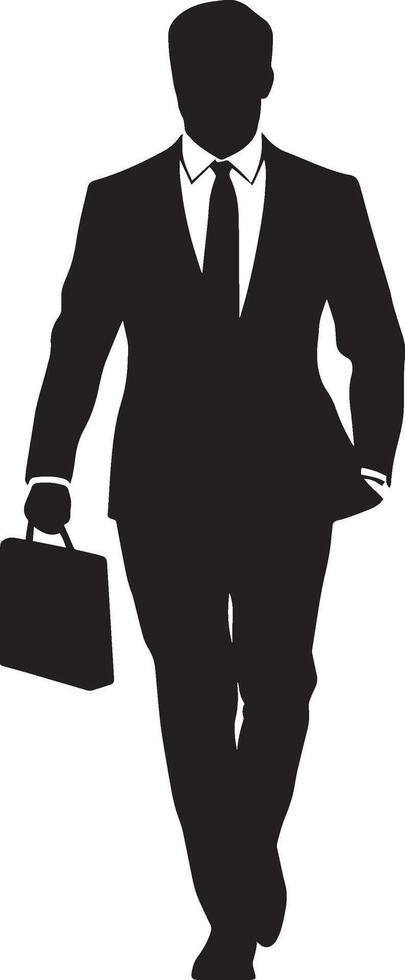 Silhouette of a suited man walking with a briefcase. vector