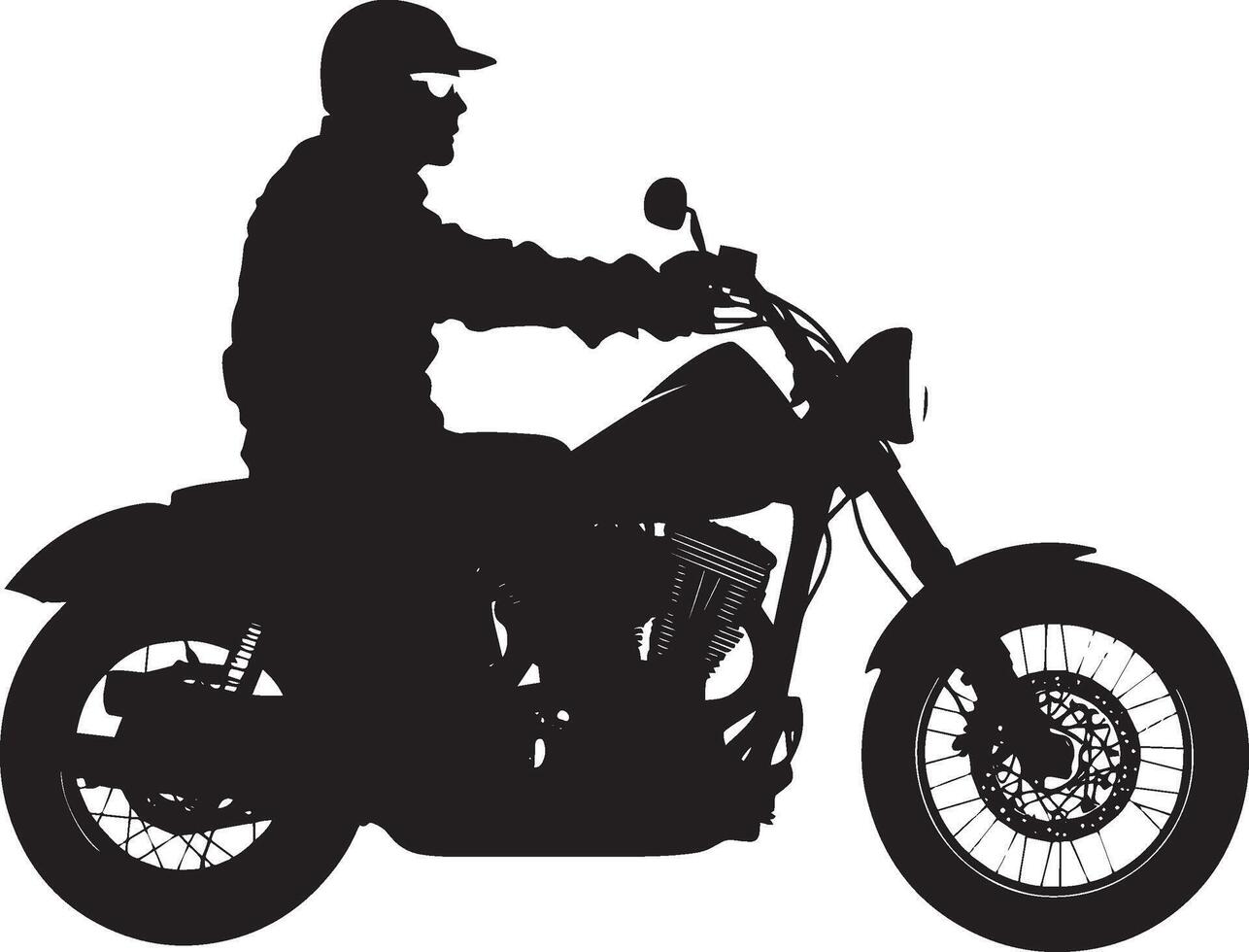 Silhouette of a man on a bike, firmly holding the handlebars. vector