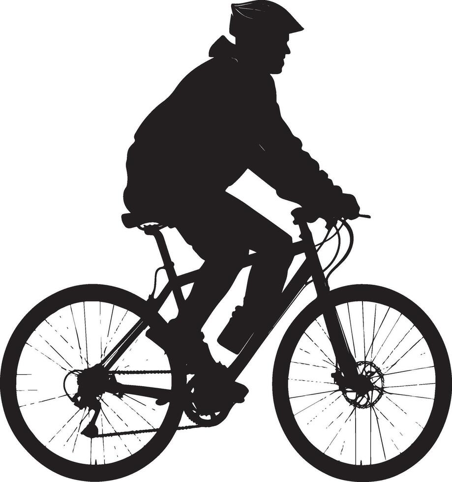 Cycling Silhouette A man riding a bicycle, leaning forward slightly. full length silhouette black illustration vector