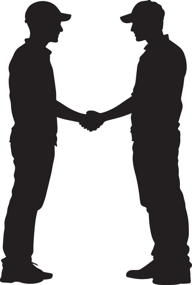 Business Handshake Silhouette A black image of two men shaking hands in a formal manner. vector