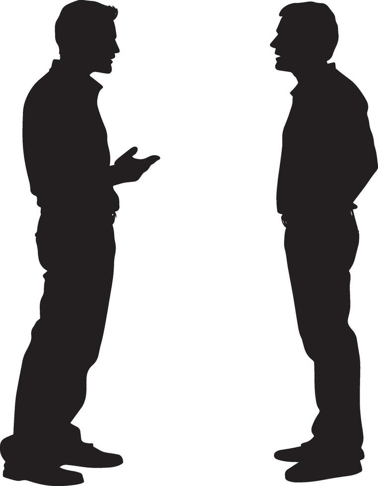 Illustration of a Friendly Talk Silhouette of two men engaged in conversation. vector