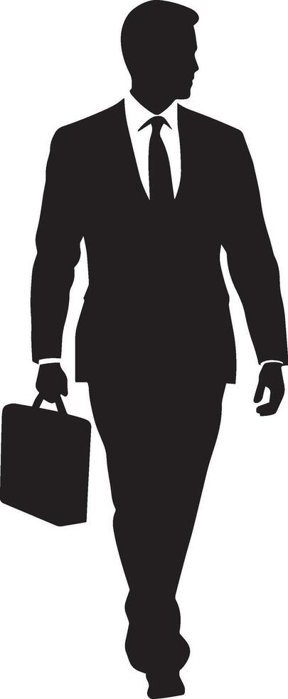 A black image of a businessman striding forward. vector