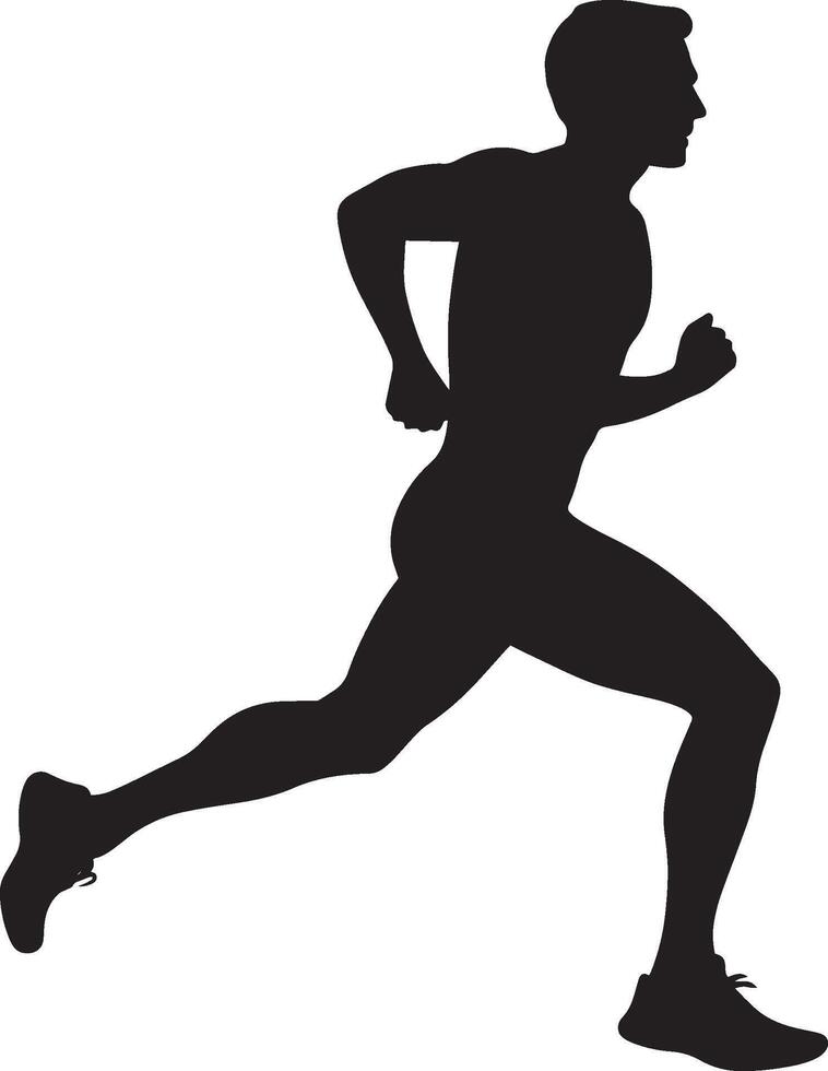 Silhouette of a Man Running Full-length black illustration of a person mid-stride with arms pumping and legs extended forward. vector