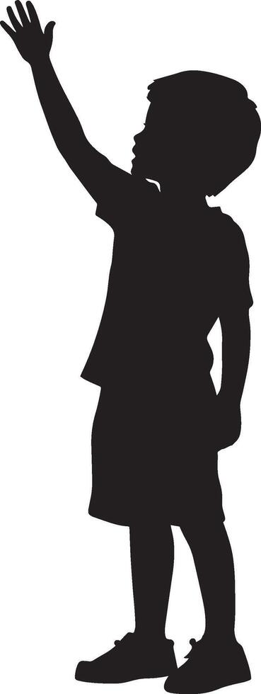 Illustration of a Waving Child Silhouette of a child standing with one arm lifted in a wave. vector