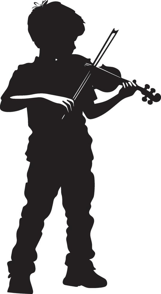 Young Student Writing Silhouette Full-length silhouette of a child sitting with a pencil, head tilted down while writing. vector