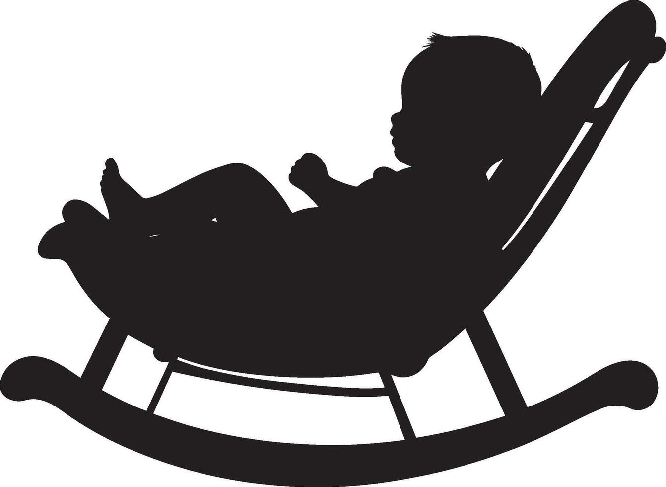 Sitting in a Cradle Silhouette A baby lying down in a rocking cradle, peaceful. full length silhouette black illustration vector