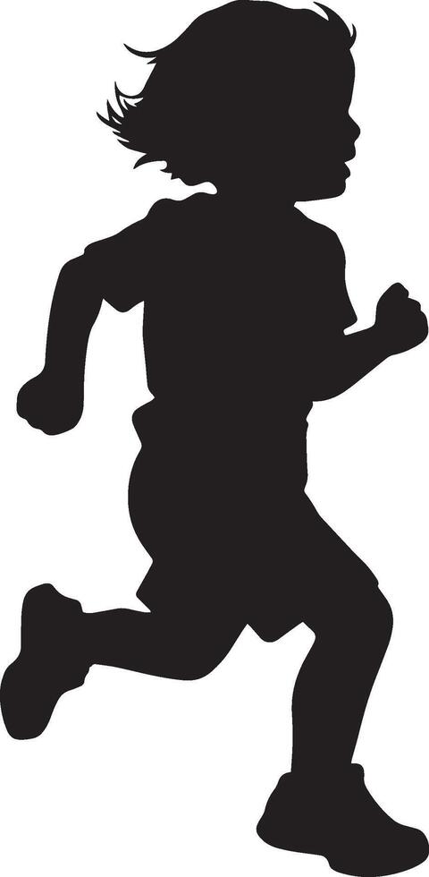 Illustration of a Running Kid Silhouette of a child in full stride, arms and legs moving dynamically. vector