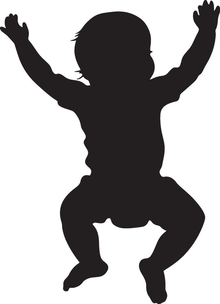 Silhouette of a Baby Dancing Full-length black illustration of a baby bouncing slightly with arms moving rhythmically. vector