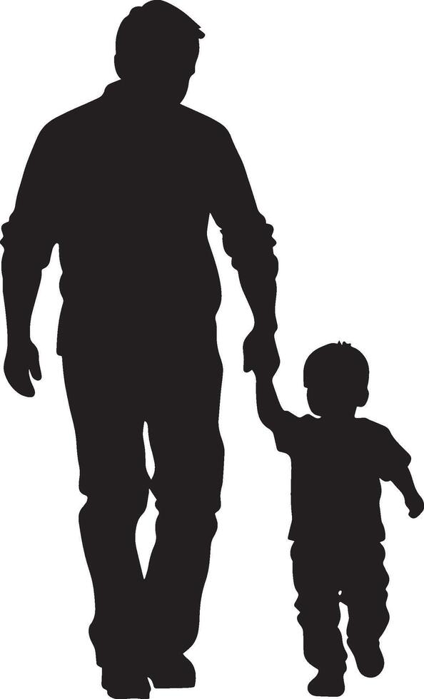 Infant Holding Hands Silhouette Full-length silhouette of a baby walking with an adult hand in their grasp. vector