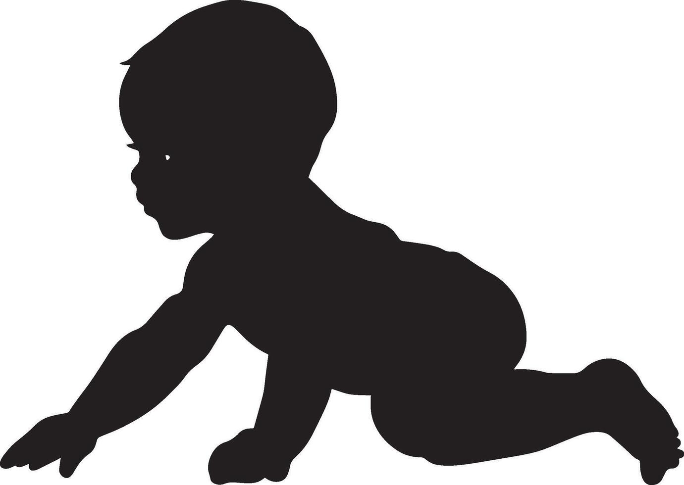 Crawling Baby Silhouette A baby on all fours, head up, one knee and hand forward. full length silhouette black illustration vector