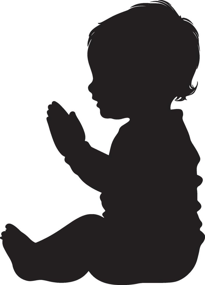 Infant Clapping Silhouette Full-length black image of a baby sitting, clapping their hands together in excitement. vector
