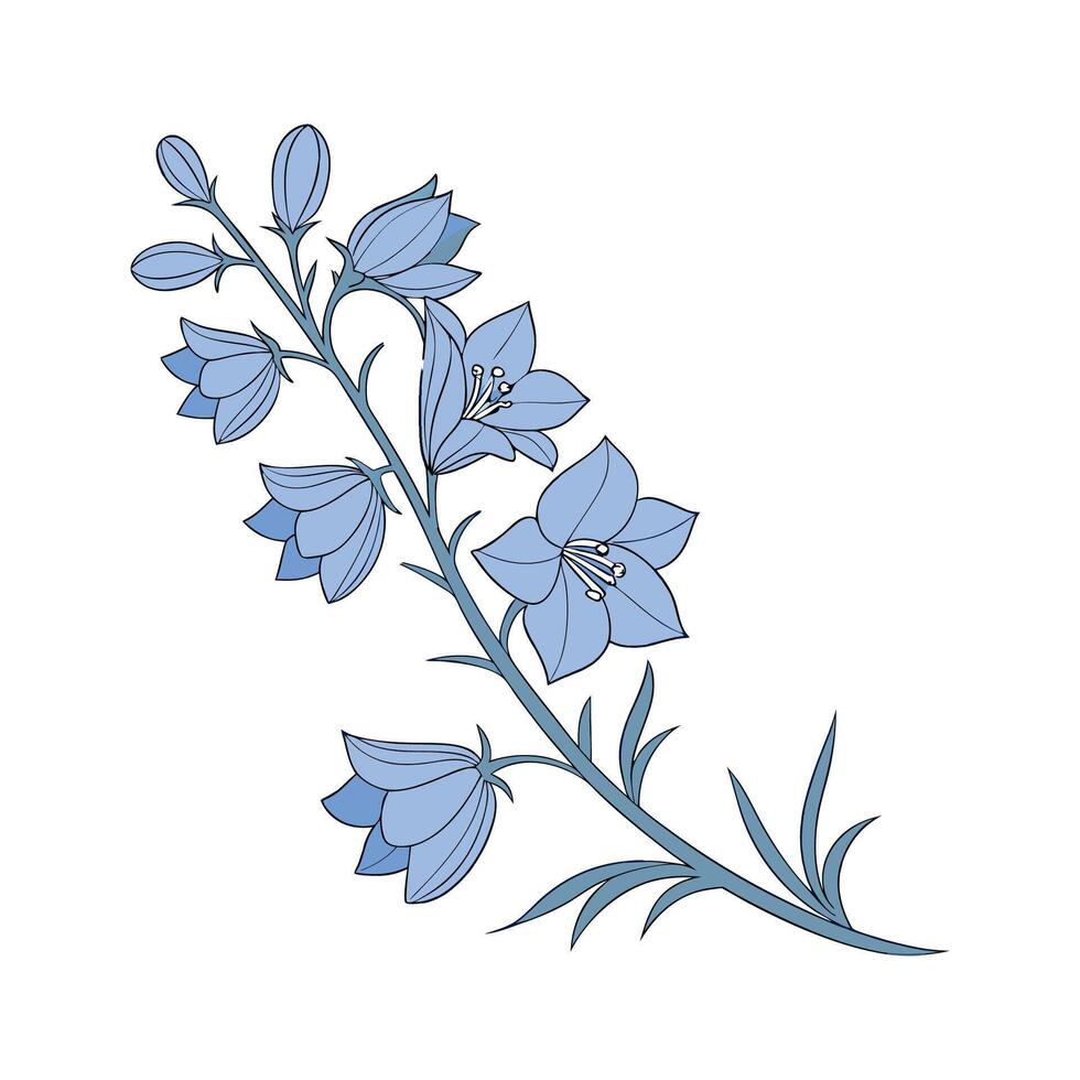 Vibrant Blue Delphinium on White Surface vector