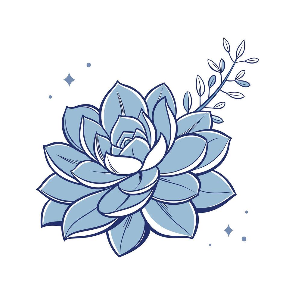 Elegant Blue Echeveria Display on White vector