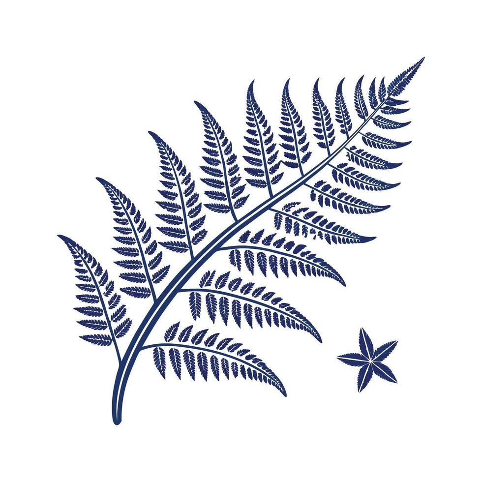 Vibrant Blue Star Fern on White Surface vector