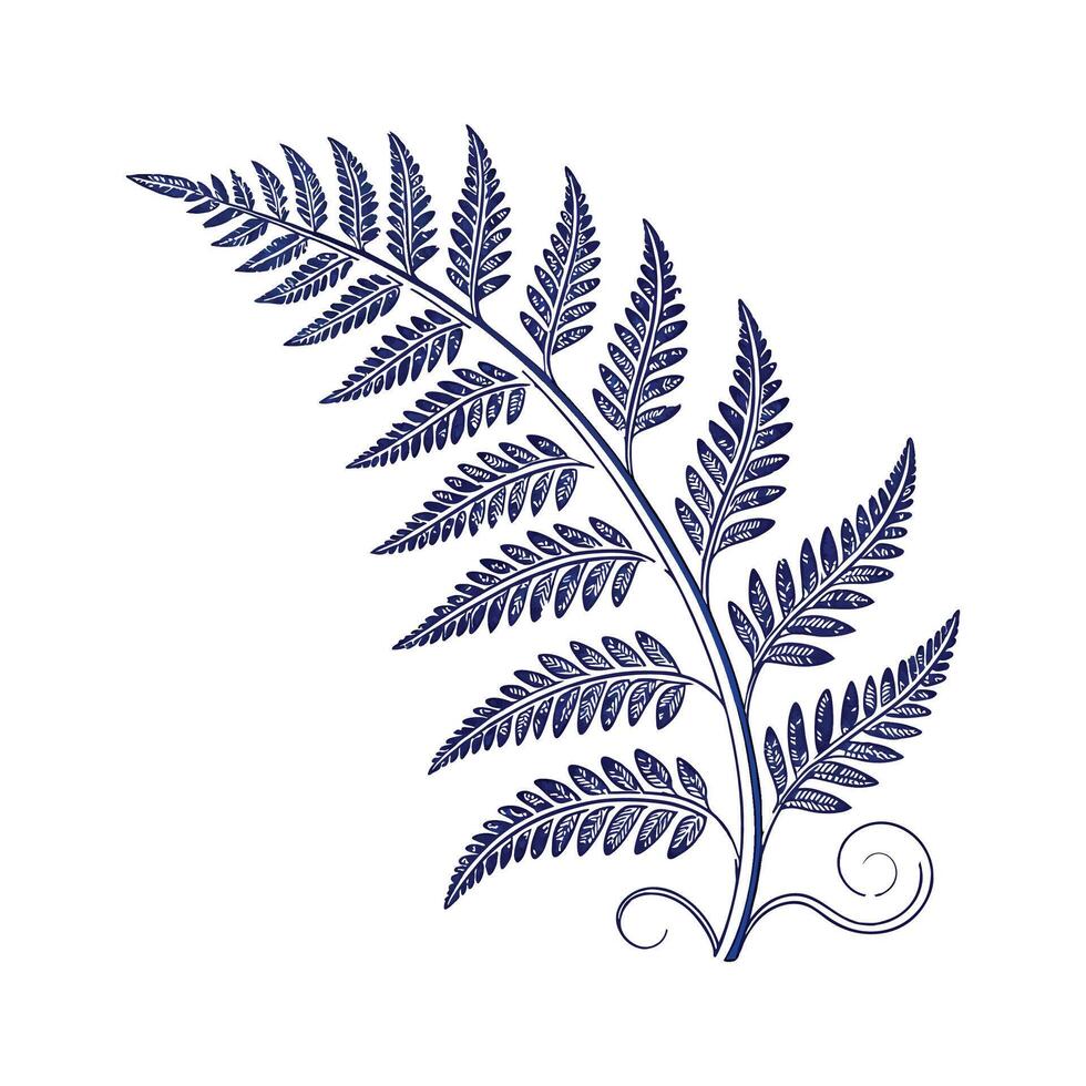 Charming Blue Star Fern on Bright White vector