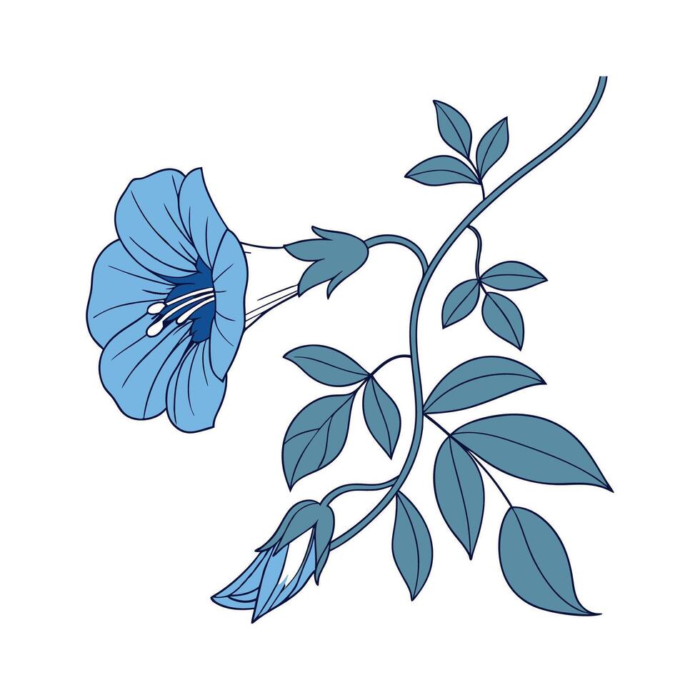 Vibrant Butterfly Pea on White Surface vector