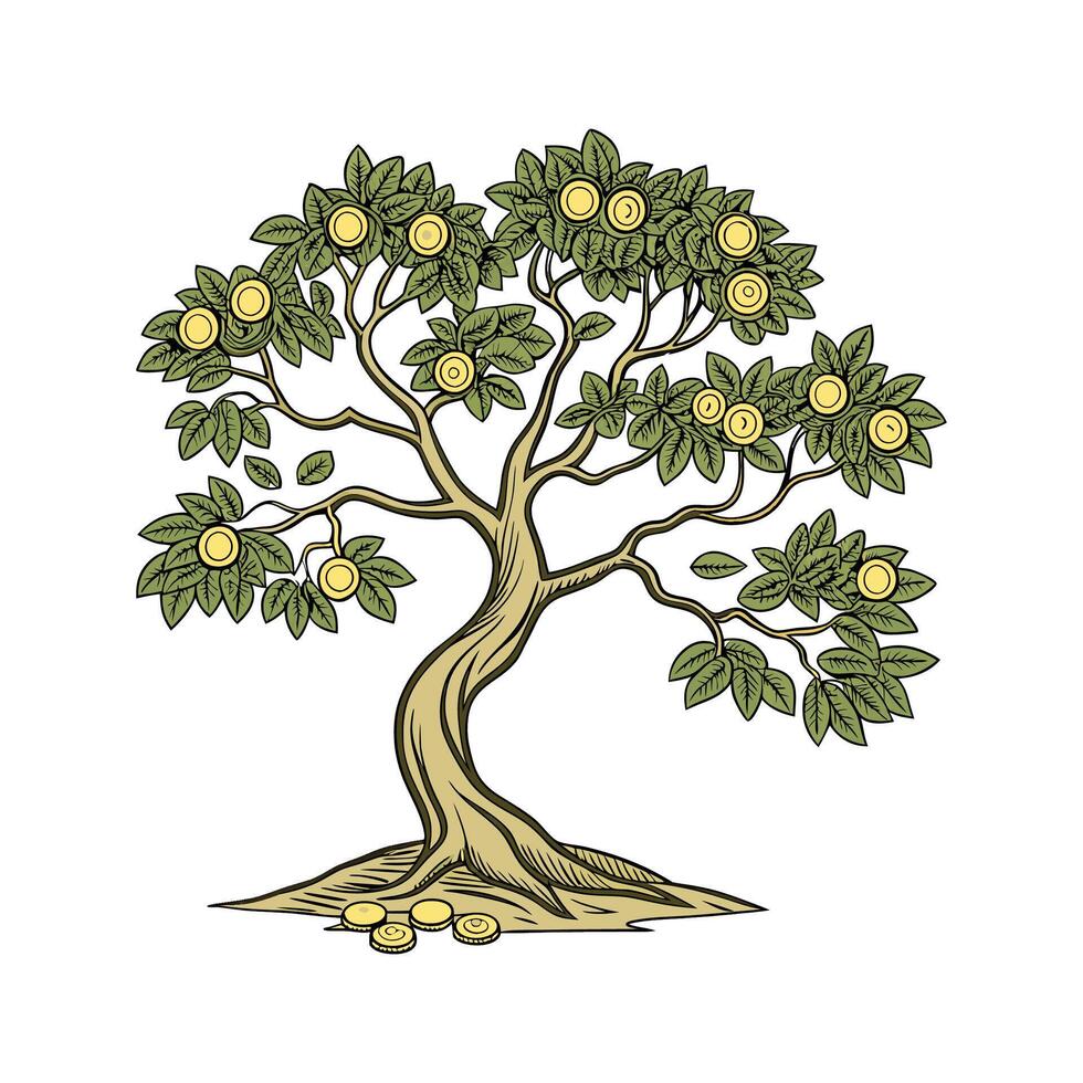 Charming Chinese Money Tree Illustration for Decor vector