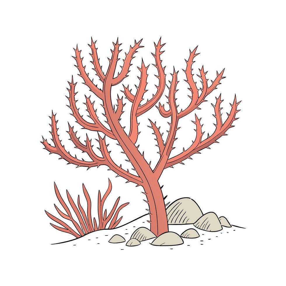 Vibrant Euphorbia Lactea Coral Cactus Artwork vector