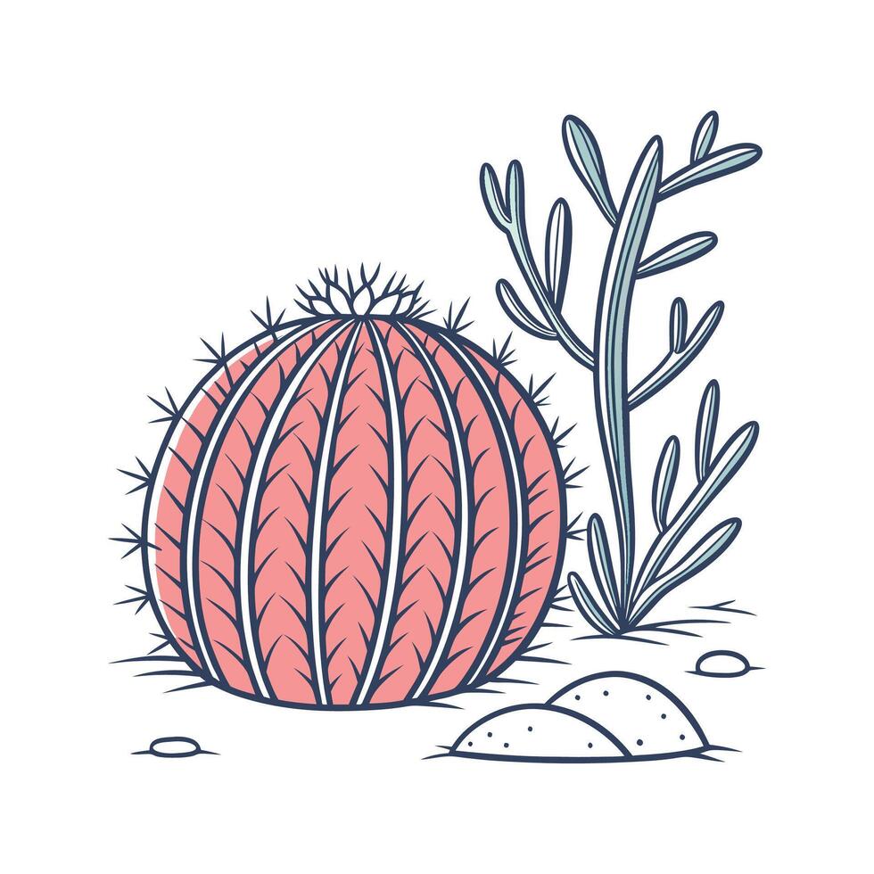 Charming Coral Cactus Illustration for Decor vector