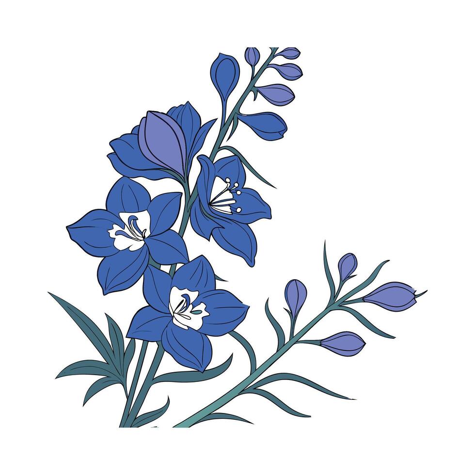 Beautiful Delphinium Flowers Arrangement vector