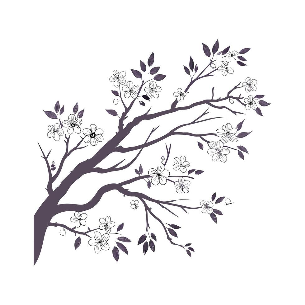 Duble Branch Thicket Prunus on White vector
