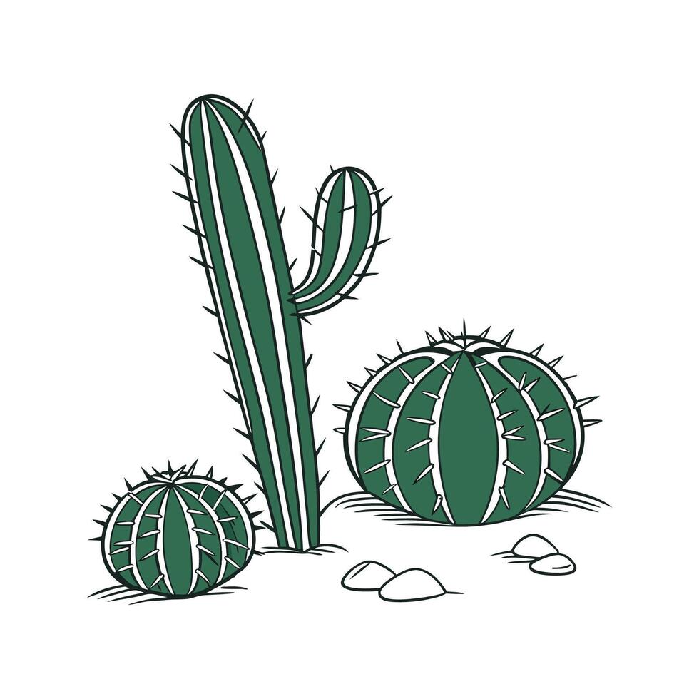 Vibrant Dwarf Cacti on Clean White vector