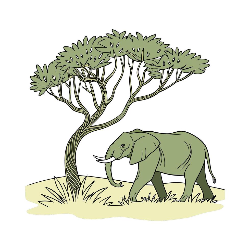 Elegant Elephant Bush Display vector