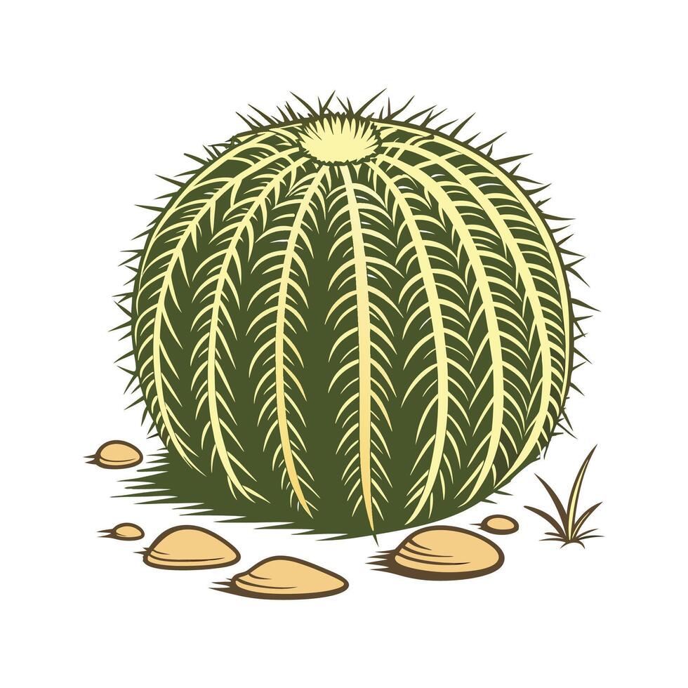 Artistic Golden Barrel Cactus Design vector