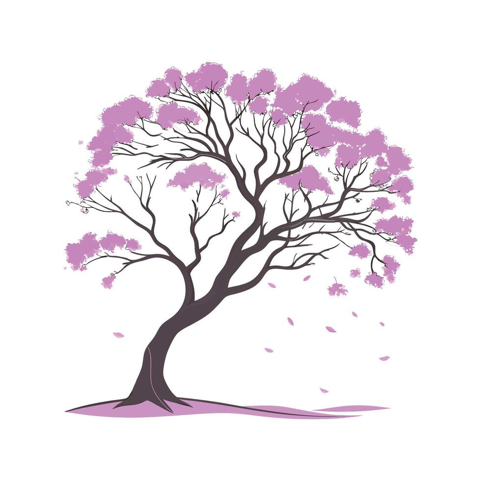Bright Jacaranda Flower Art on White Canvas vector