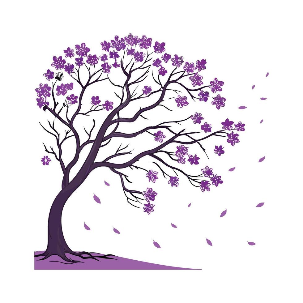 Jacaranda Blossom Art on Bright White vector
