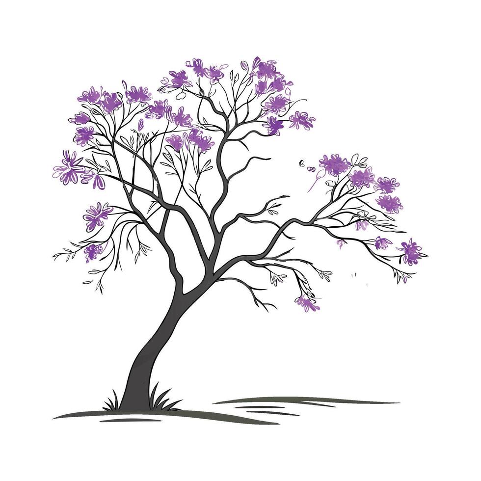 Vibrant Jacaranda Floral Art on White vector