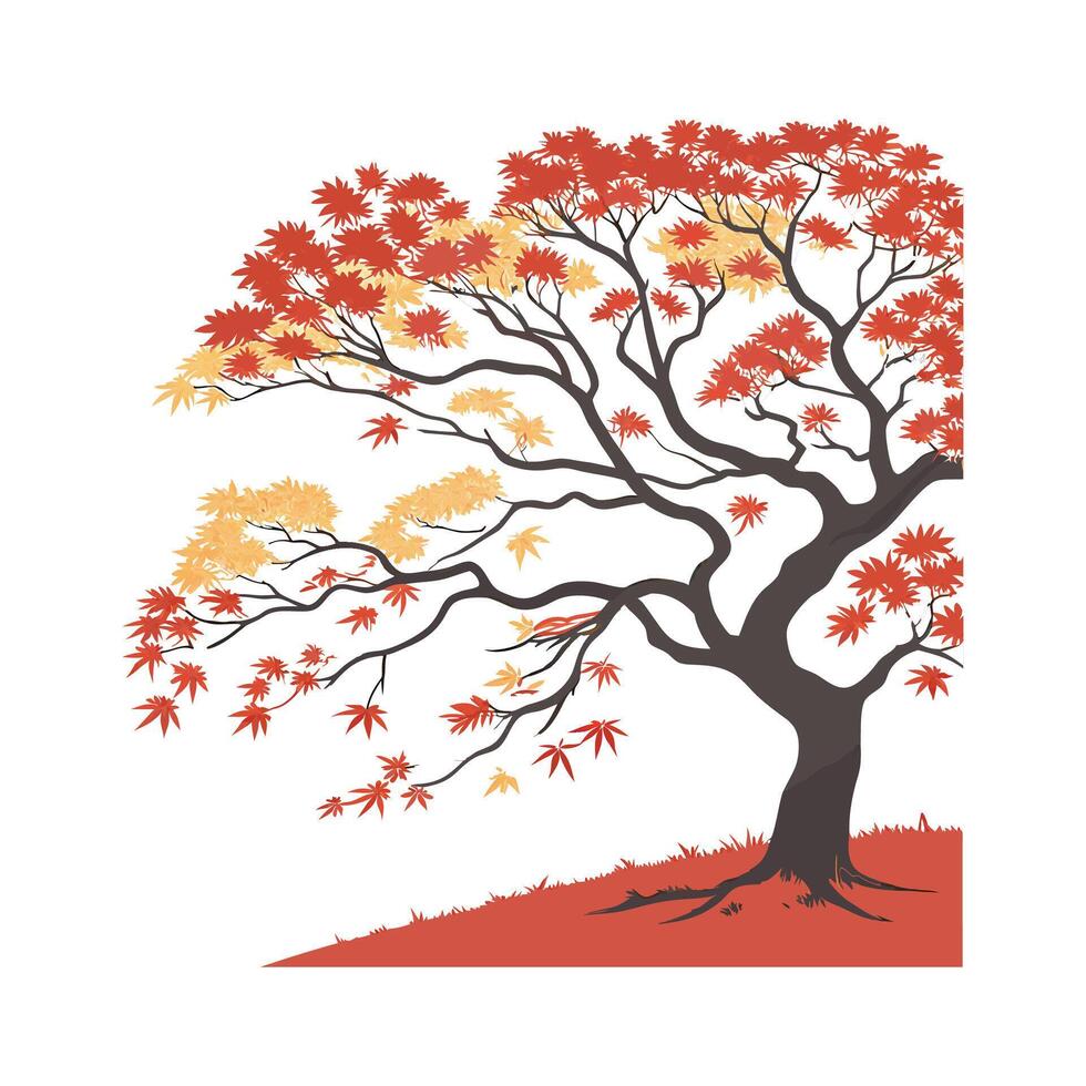 Stylized Japanese Maple Leaves on Bright Background vector
