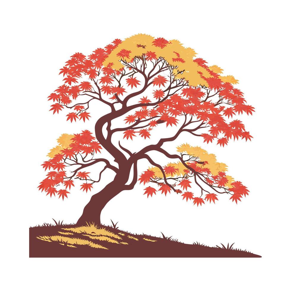 Elegant Japanese Maple Leaf Design on White vector