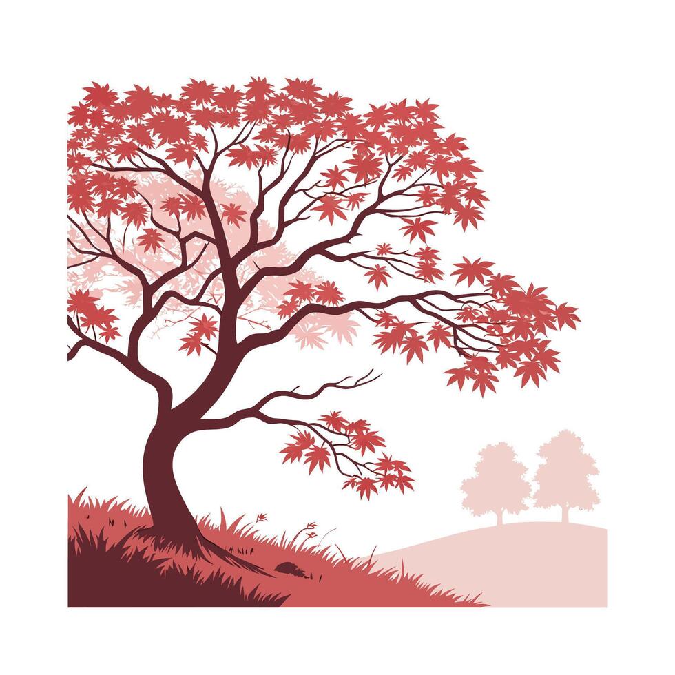 Beautiful Japanese Maple Leaf Art on White vector