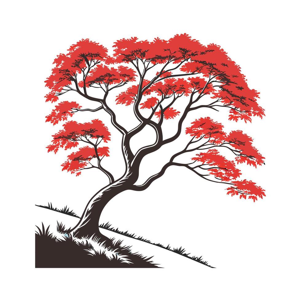 Vibrant Japanese Maple Leaf Design on Bright vector