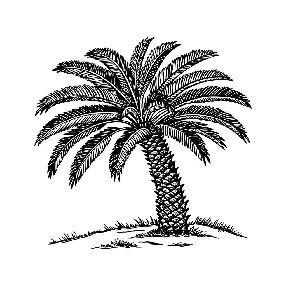 Vibrant Japanese Sago Palm Design on White vector