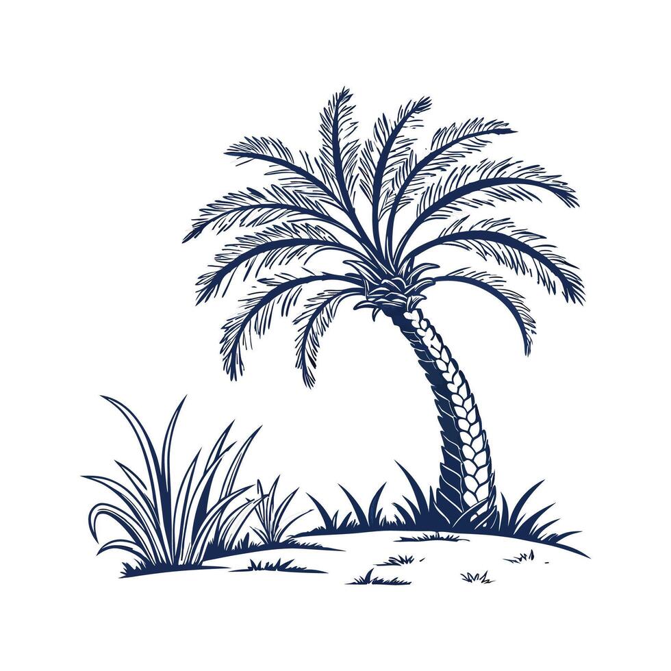 Elegant Japanese Sago Palm Artwork on Bright vector