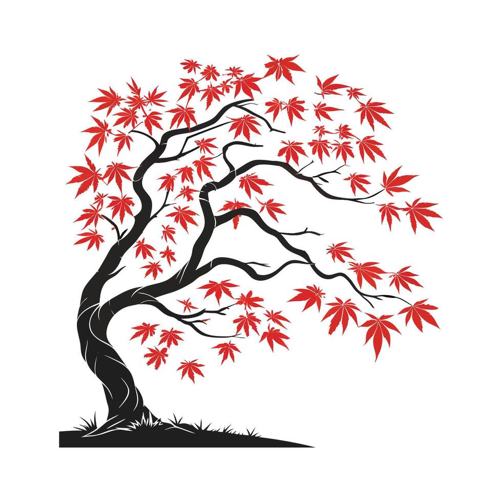 Vibrant Japanese Maple Leaf Art on Bright vector