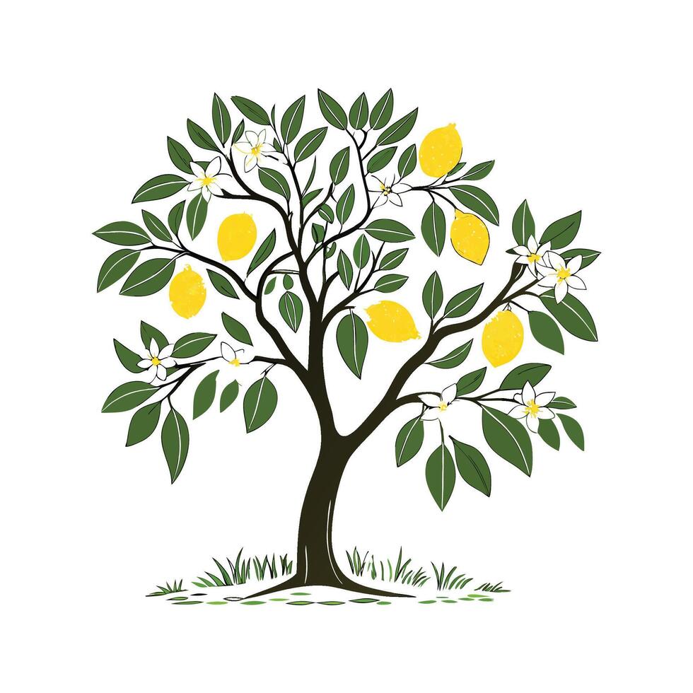 Elegant Lemon Tree Artistic Representation vector