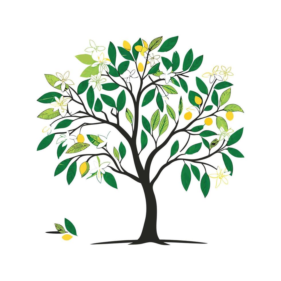 Charming Lemon Tree Botanical Artwork vector