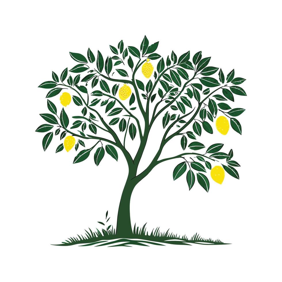 Charming Lemon Tree Artistic Design vector