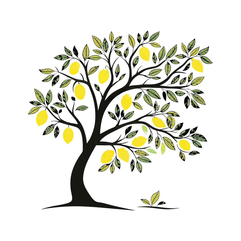Elegant Lemon Tree Botanical Artwork Design vector