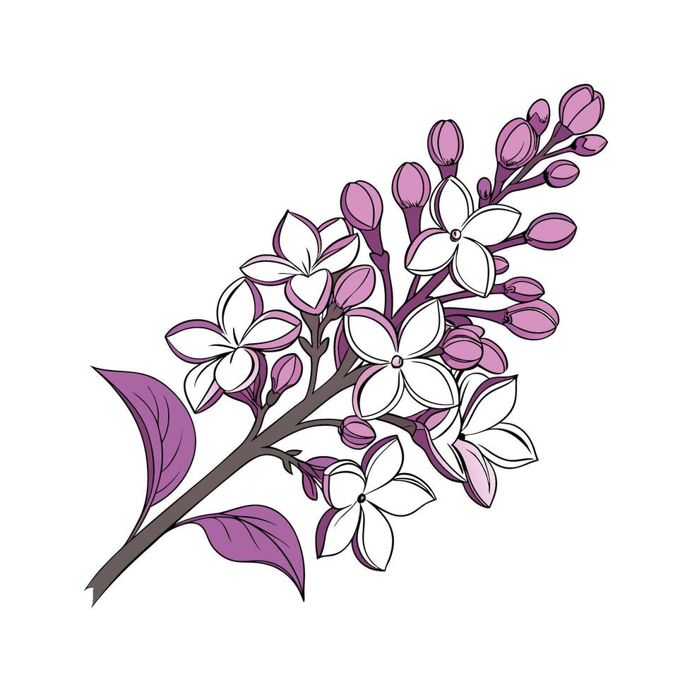 Charming Lilac Plant Artistic Representation vector