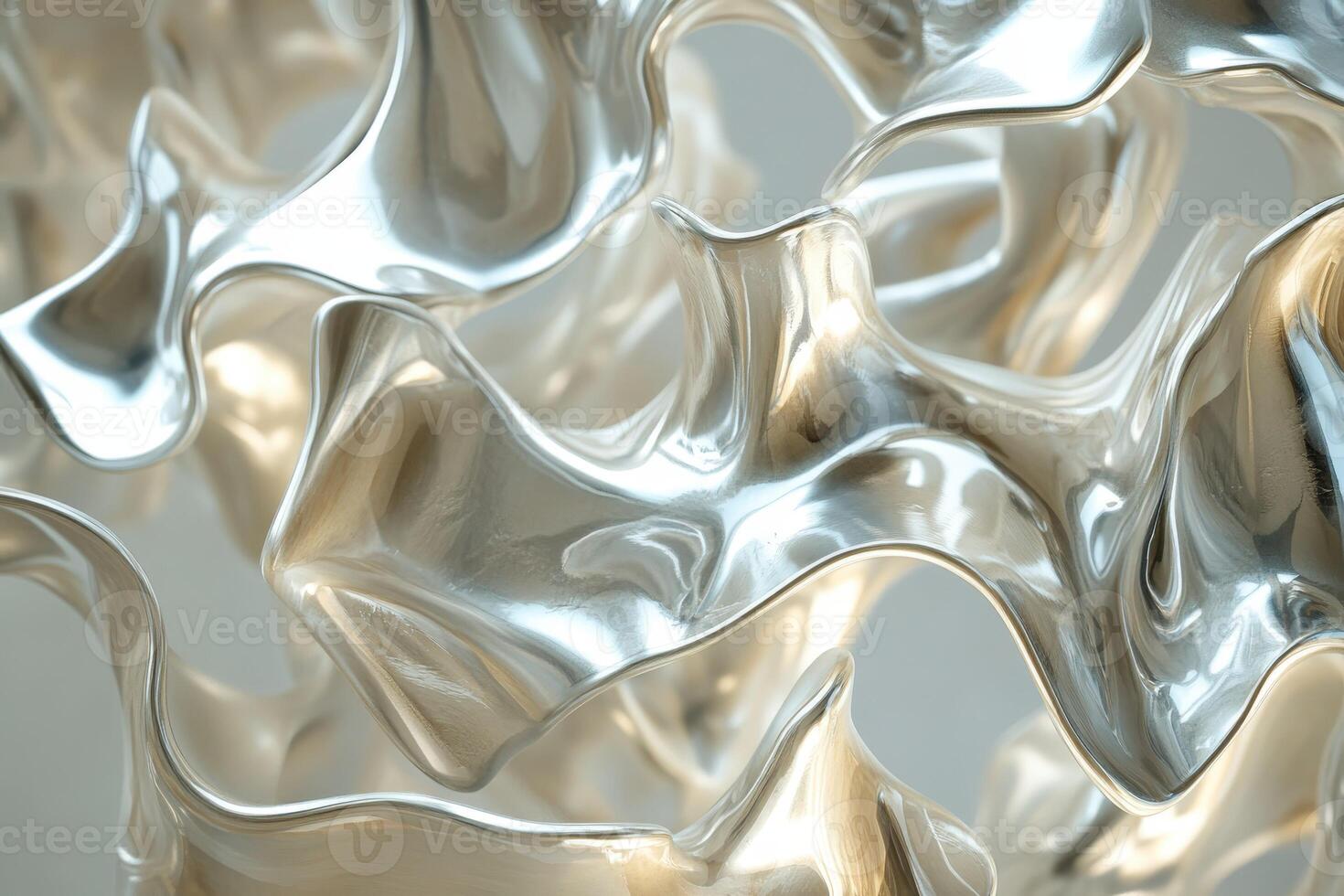 Abstract metallic sculpture with fluid forms and textures photo
